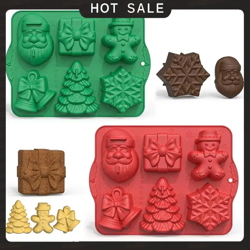

24-часовая доставка, пищевые силиконовые формы, 2 шт., большое рождественское мыло ручной работы, желе, конфеты, свечи, шоколадный поднос, 6 праздничных форм