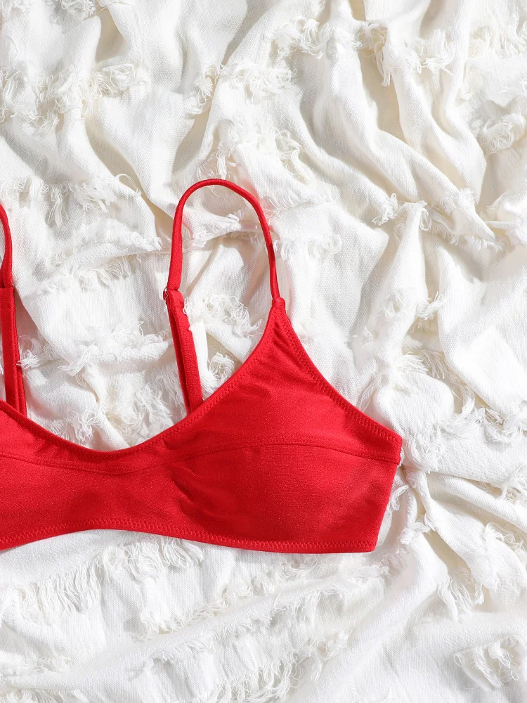Rinade String-Bikini, Push-Up-Bikinis, schwarze, einfarbige Badebekleidung, hoch geschnittener Badeanzug, sexy Badeanzüge, Urlaubs-Badeanzug, zweiteilige Strandbekleidung – Detail 8