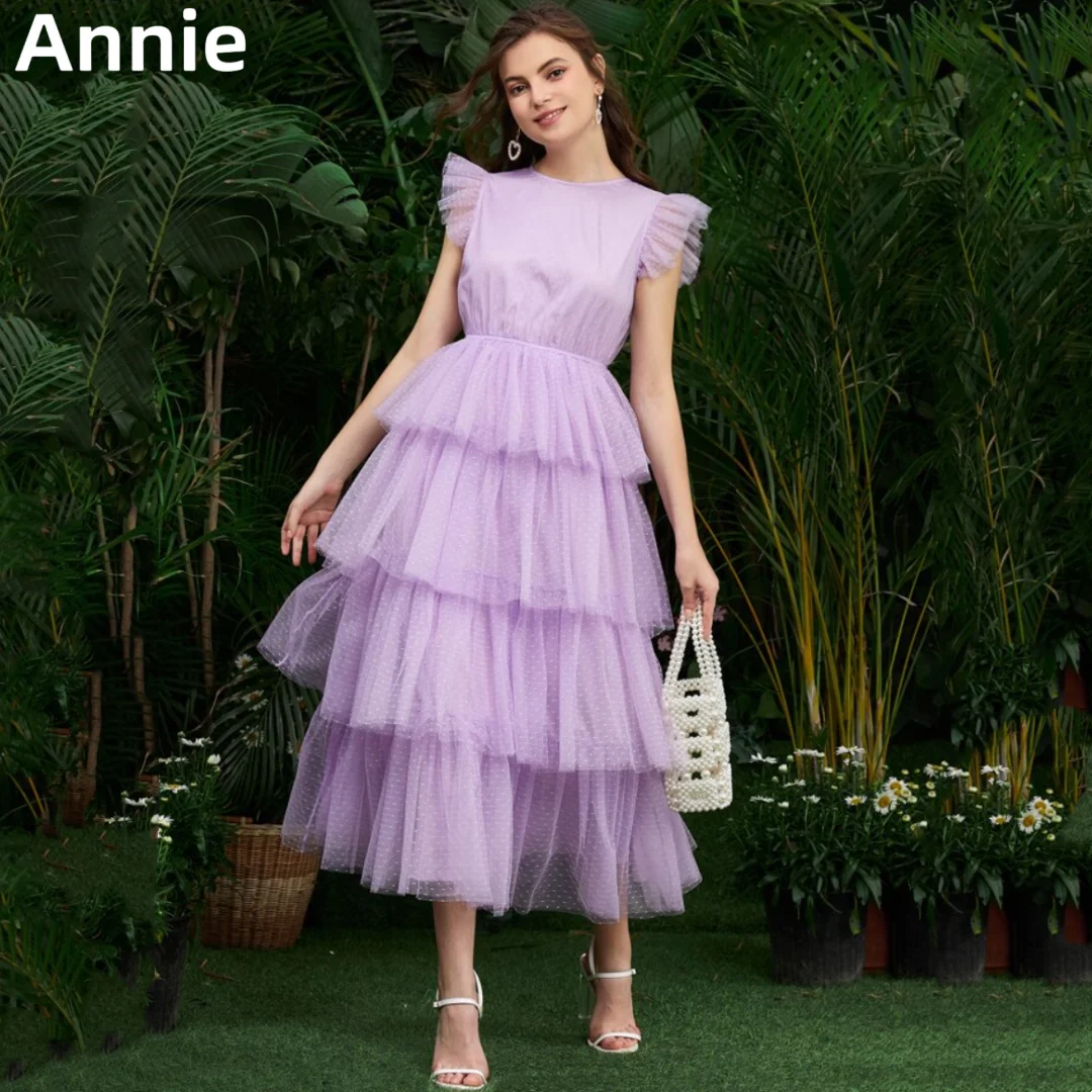 Annie Multiple Layers Of Tulle Prom Dresses Turtleneck Sweetheart Purple Birthday Party Evening Dress 2023 Vestidos De Noche