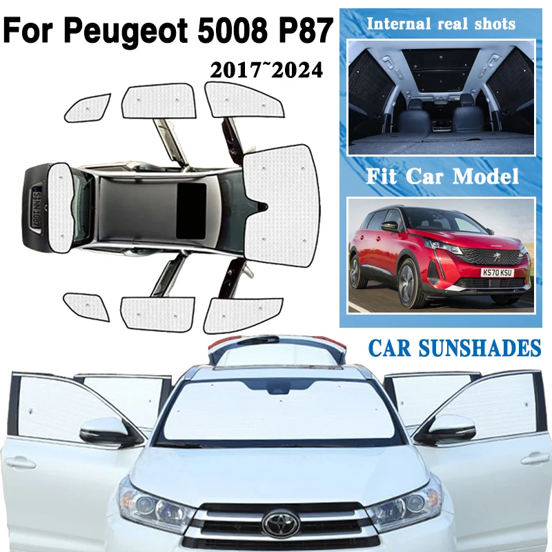 

For Peugeot 5008 P87 2023 Accessories 2017 2018 2019 2020 2021~2024 Anti-UV Car Full Window Sunshade Car Windshield Visor Cover