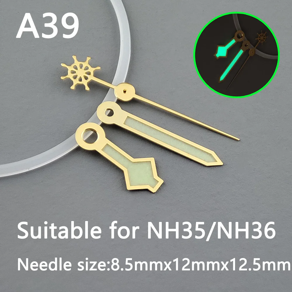 NH35 hands pointer Silver needle green luminous, Watch accessories,suitable for nh35 Second Hands nh36  movement A39