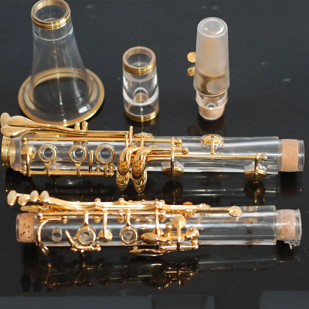 Acrylic Transparent Clarinet 17 Keys Bb Gold Plated/stage Performance Wind Instruments