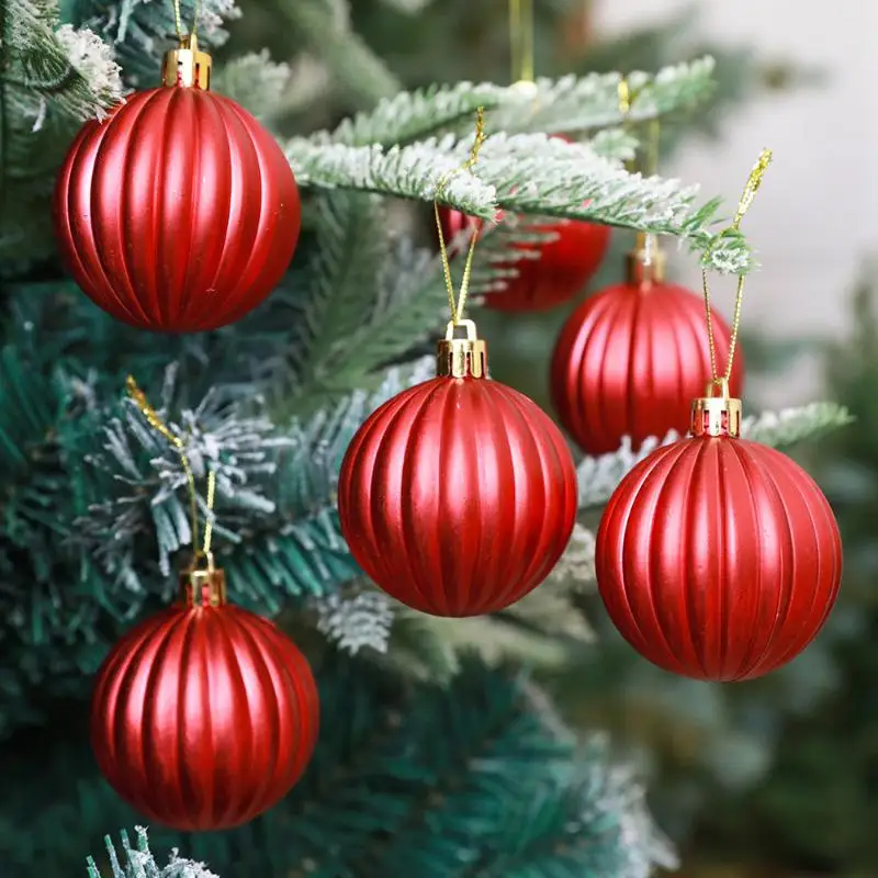 

6pcs/set Christmas Ball Champagne Pumpkin Ball Xmas Decorative Hanging Ornaments Party Christmas Spheres Pendant