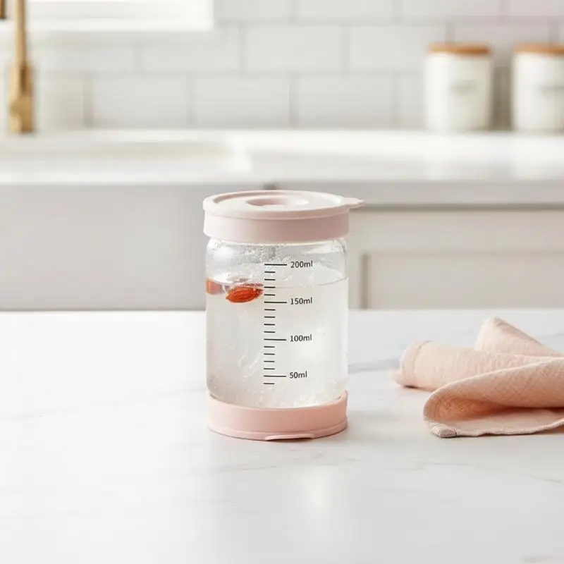 Pudding Glass Cups Mini Glass Dessert Cups With Lid Leak-Proof Glass Food Containers With Volume Markings