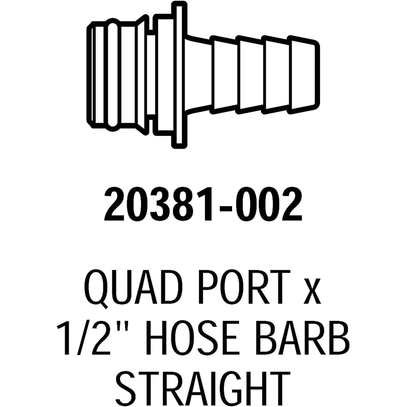 2PCS For Jabsco Flojet 20381-002 RVs Caravan Quad Port Fittings For Quad Water System Pump 1/2" Hose Barb Straight RV Parts