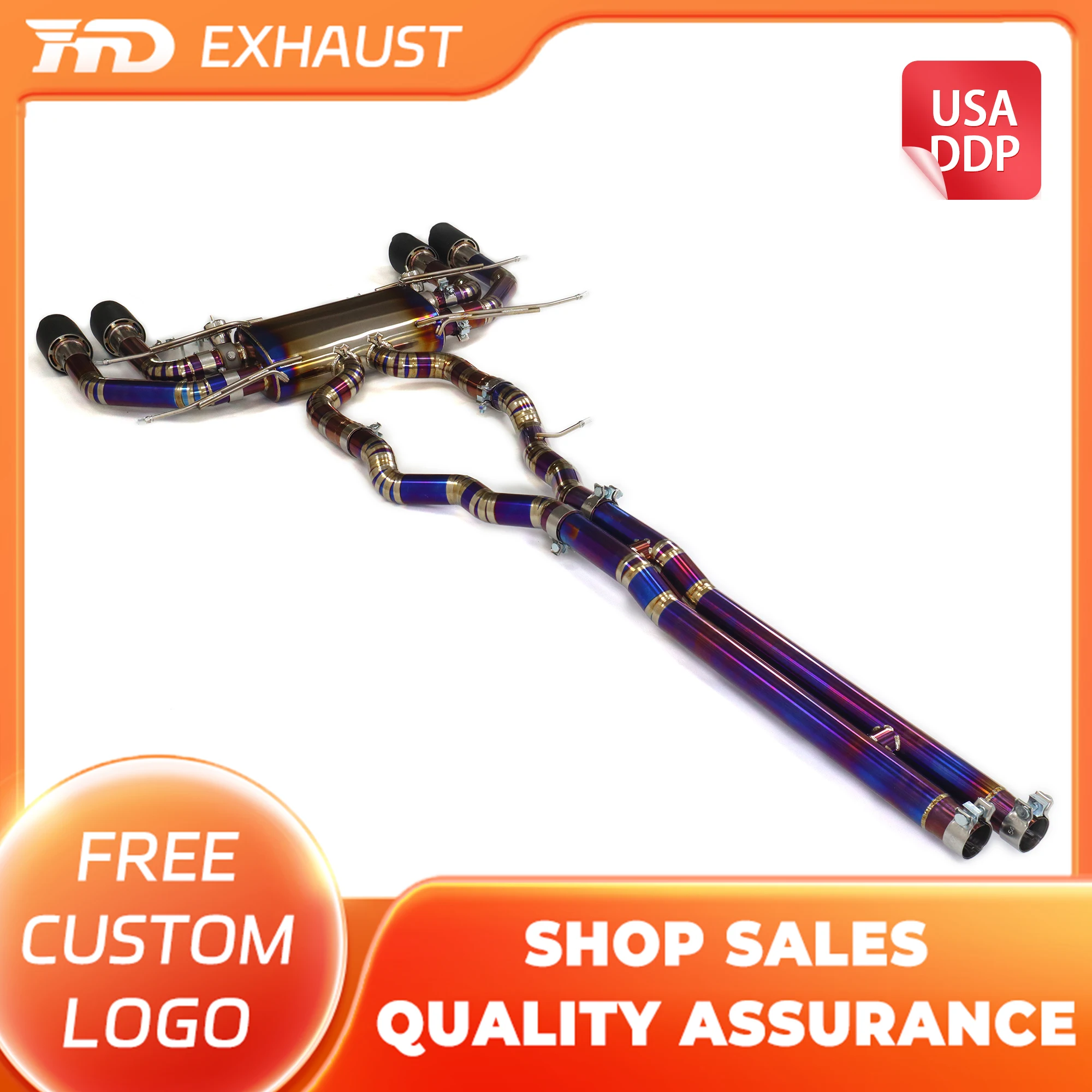 

HMD Hot sale TC4 Exhaust System Catback exhaust for Jaguar F-type 3.0T With Muffler Valves Auto Modification