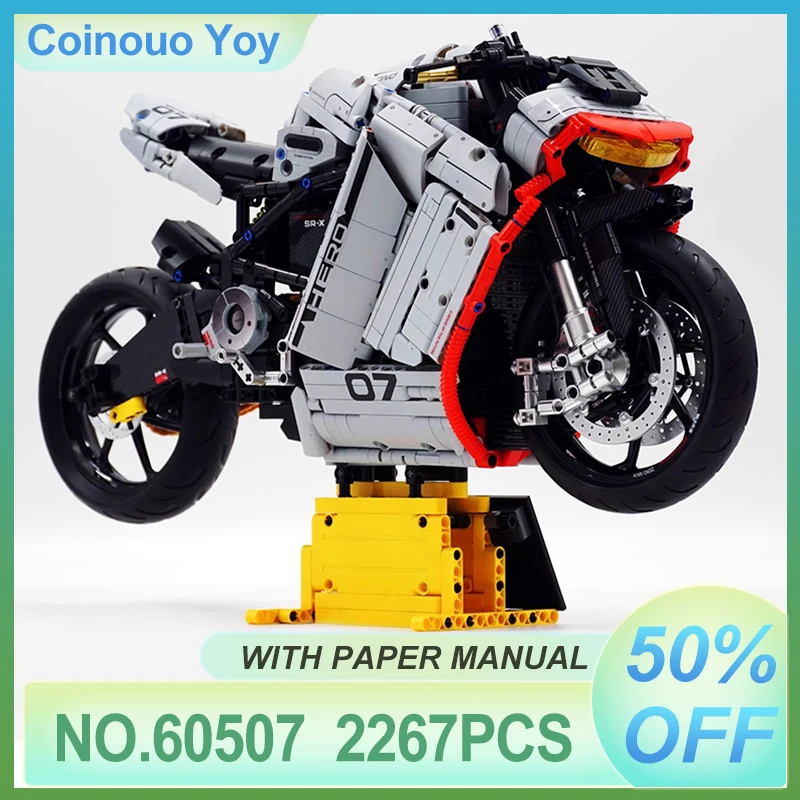

New 60507 Motorcycle Technical 1:5 Model Building Block MOC Racing Vehicle Motorbike Bricks Set DIY Toys For Kids Chrismas Gifts