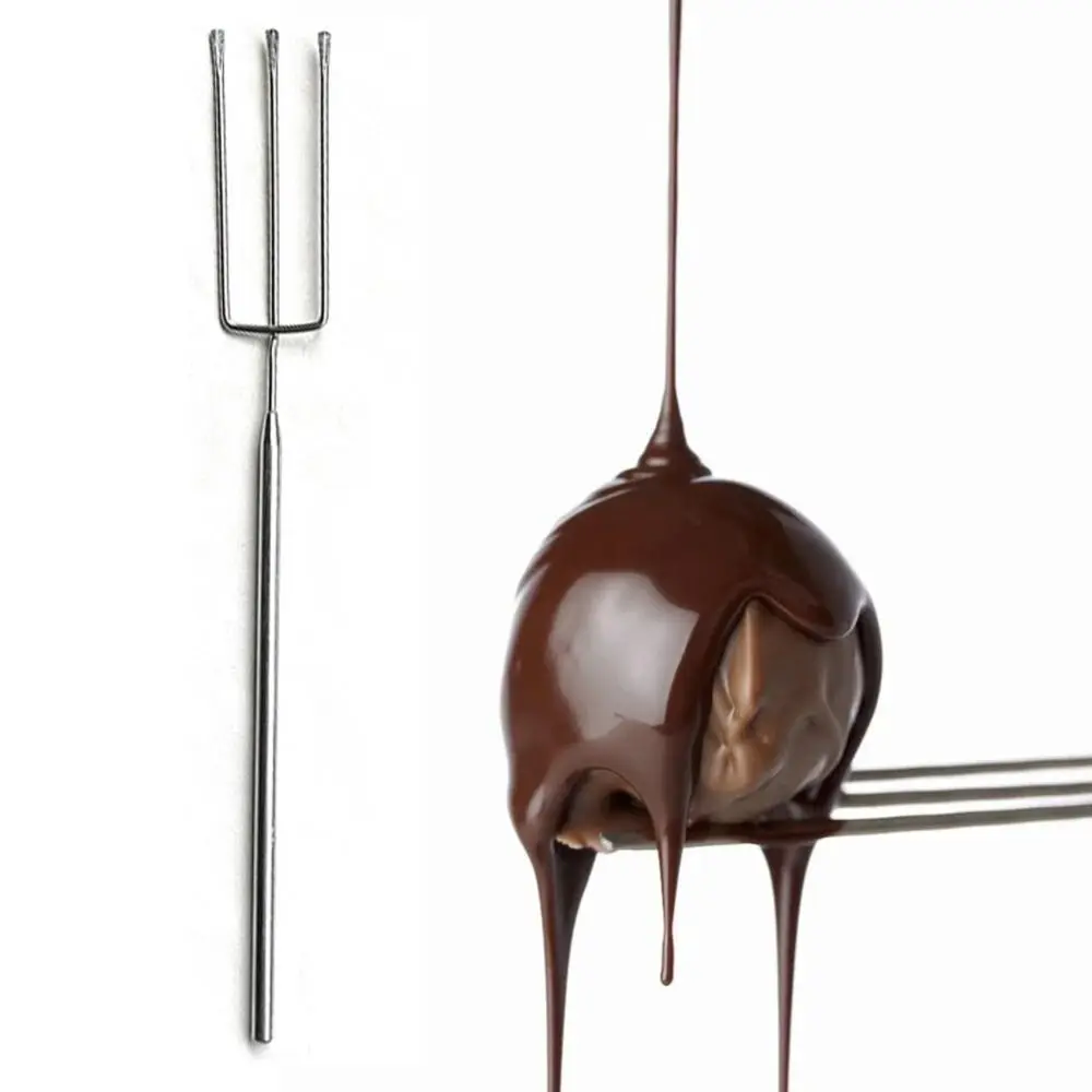 Stainless Steel Chocolate Dipping Fork Silver Rustproof Cheese Fondue Fork Irregular Shaped Long Handle Chocolate Dipping Tool