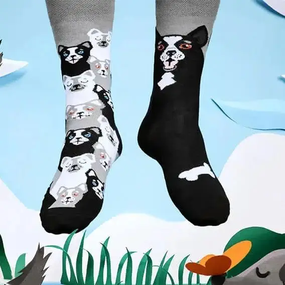 Novelty Cartoon Cute Collie Dog Crew Socks Unisex Women Men Couple Funny Harajuku Cotton Socks Hip Hop Skateboard Socks Gifts