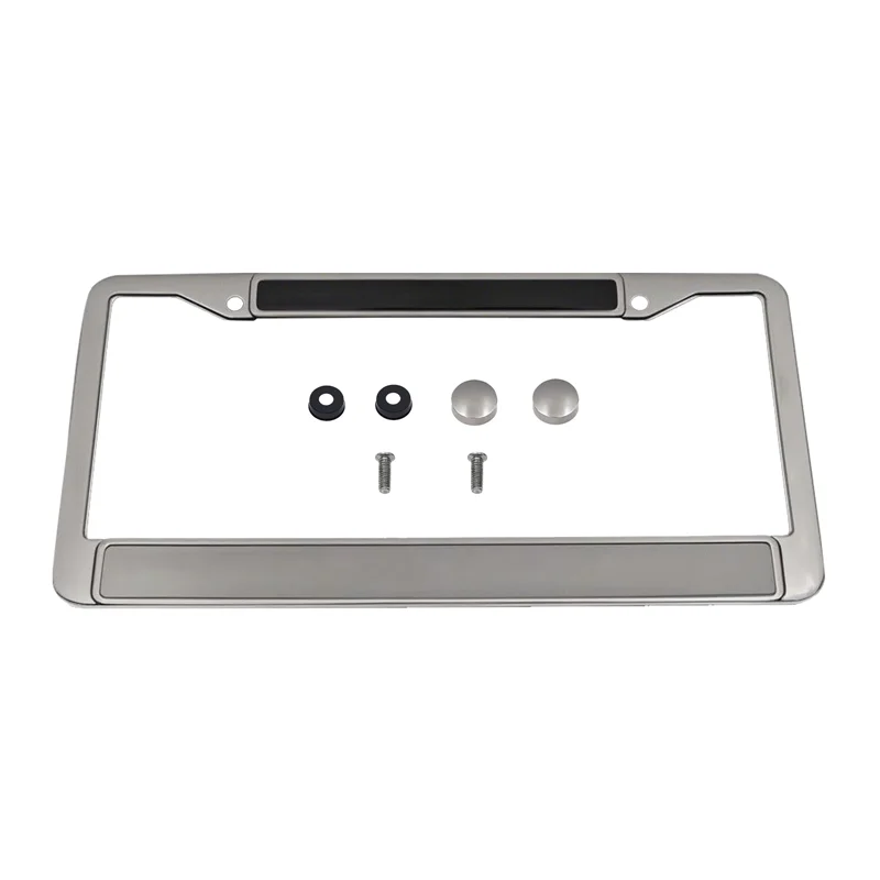 

1 PC American Standard Stainless Steel License Plate Frame United States Canada Black Silver Car Number Frame Holder With Screws