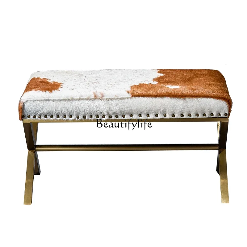 

ld6Nordic Doorway Shoe Wearing Stool Light Luxury Bedroom Bed End Stool Dressing Table Home