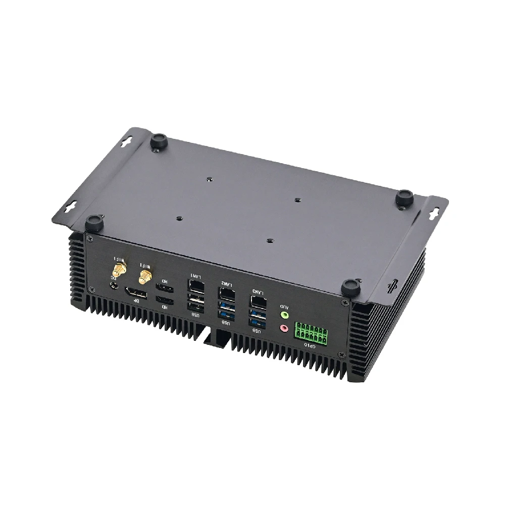 HUNSN Computer industriale senza ventola, IPC, Windows 11/Linux Ubuntu, 1335U/1355U, Mini PC, IM11, 3LAN, 8COM, PS/2,4USB3.0,4USB2.0,GPIO,2HD