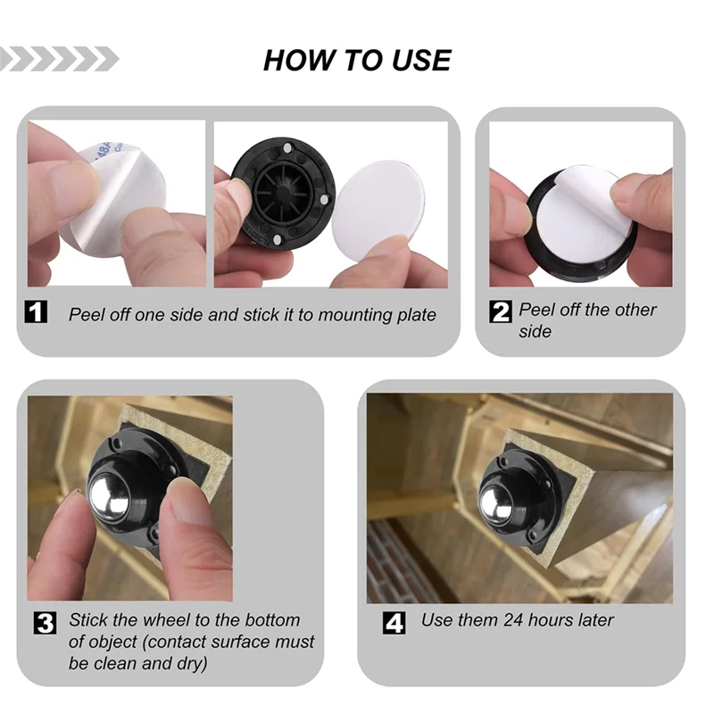 N08R 8 Pack Self Adhesive Caster Wheels For Furniture, Load Capacity 28LBS Per Wheel, Low Profile Swivel Wheels Durable Easy Ins