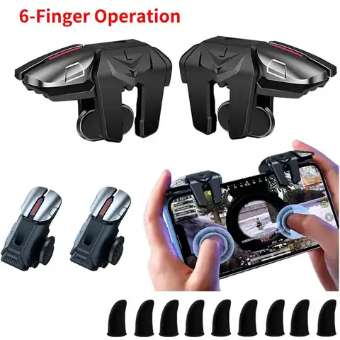 G21 Mobile Phone Game Trigger Gamepad Joystick 6-Finger Aim Shooting L1 R1 Key Button Game Fingertips For PUBG Game Controller