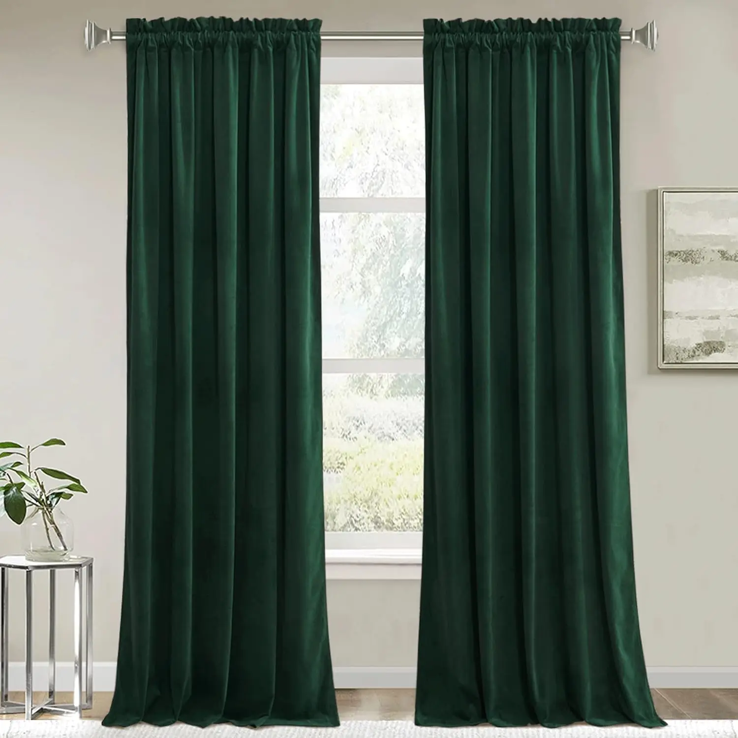 

Super Soft Velvet Curtains Extra Long 120-inch Panels, Heavy Duty Thick Draperies Light Blocking Energy Efficient Privac