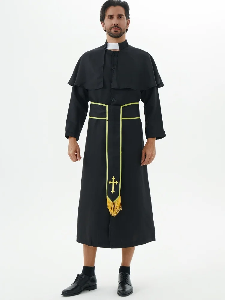 وحتى فستان رقص حفلة أسود الكبار كاهن رداء الرجال العراب زي هالوين تأثيري البدلة