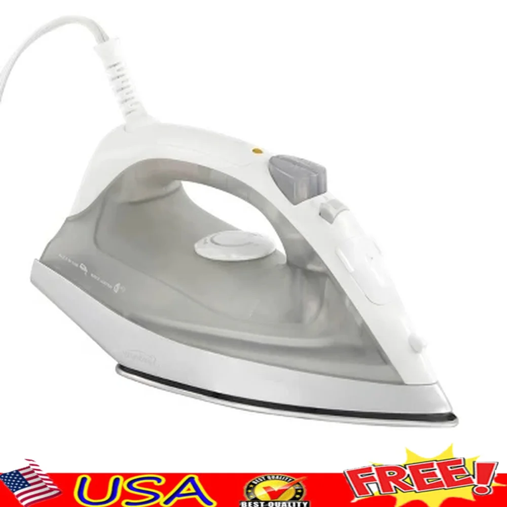 Plancha de vapor compacta de 1200W con sistema antigoteo de disparo de vapor, suela antiadherente, vapor vertical, depósito de agua de fácil llenado, 8 pies