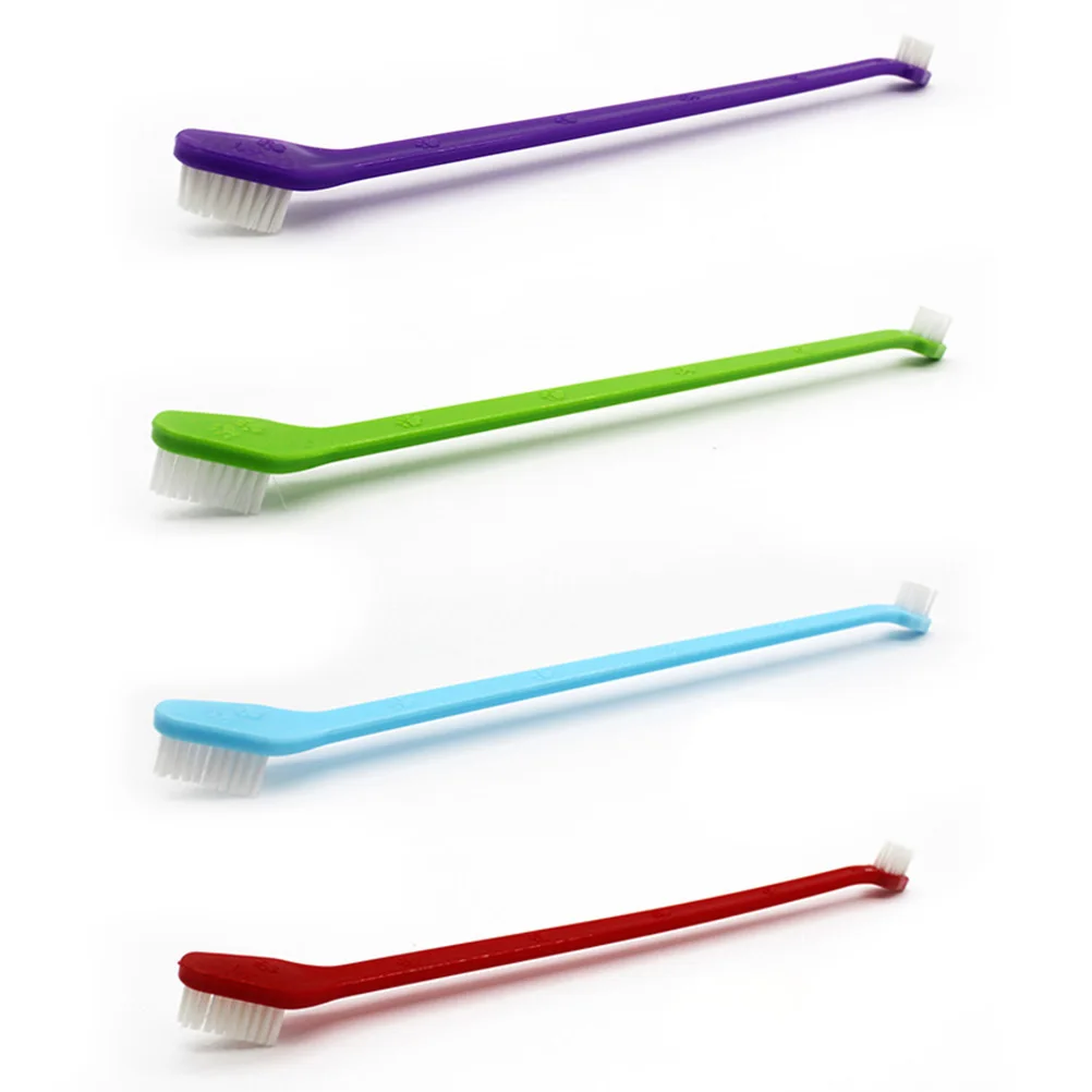 

2Pcs Dual End Brush Pet Toothbrush Soft Bristles Dog Cat Dental Care Angled Design Grooming Tool Random Color