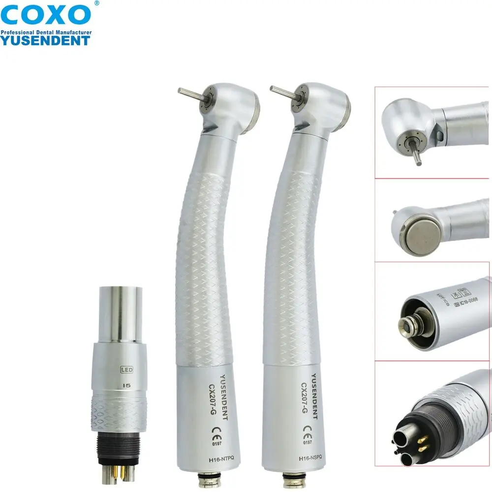 COXO Dental Hoge Snelheid Glasvezel Turbine Handstuk CX207 GN-SP CX207 GN-TP Fit NSK 6 Gaten Koppeling