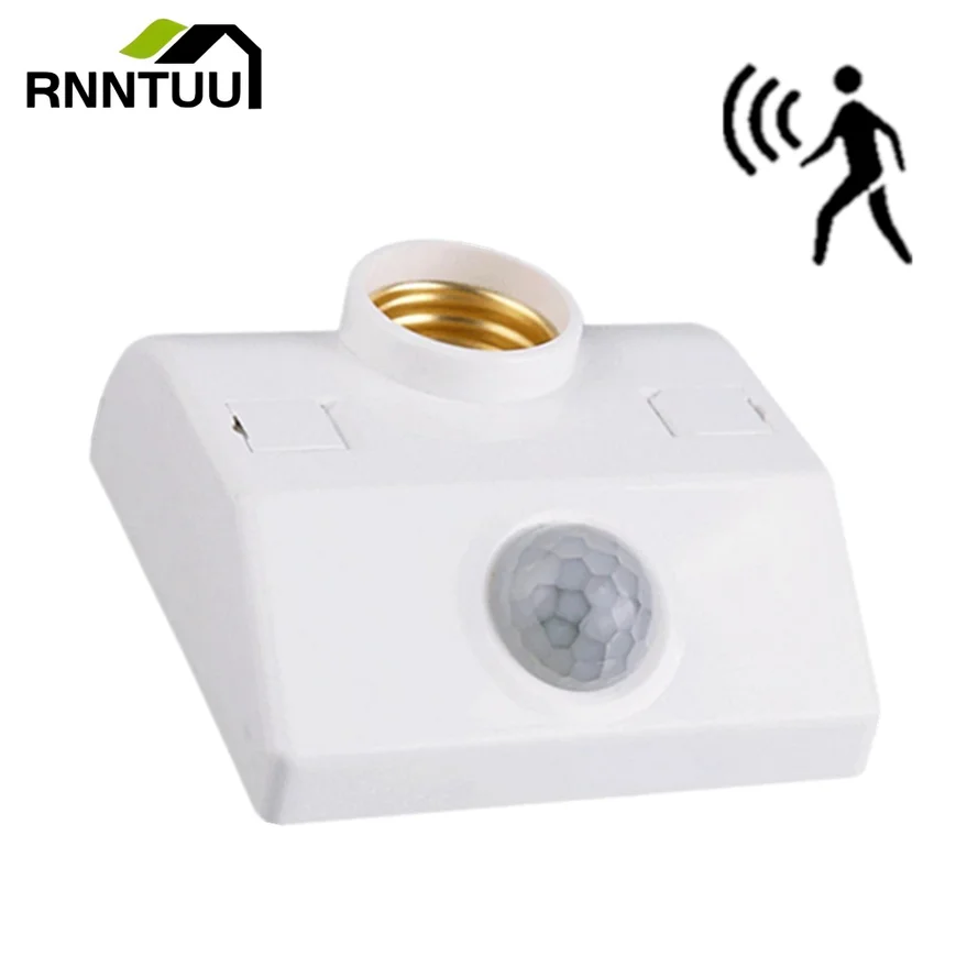 RnnTuu Human Body Infrared IR Sensor Lamp Holder LED Bulb Light E27 Base PIR Motion Detector Wall Lamp Holder Socket