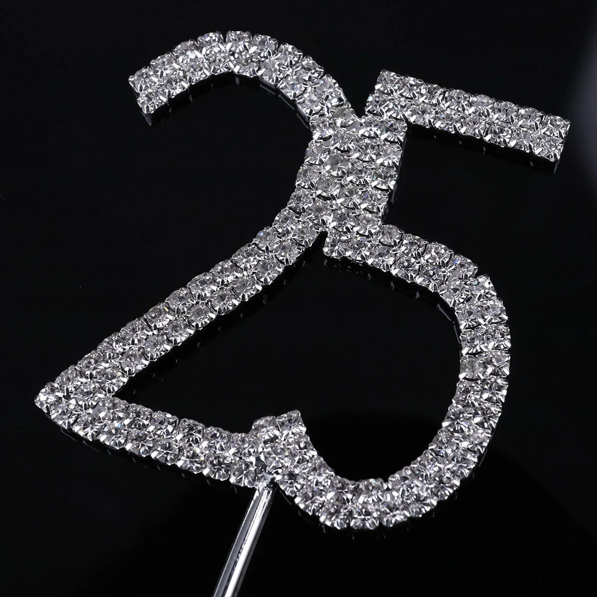 

Cake Topper Shiny Rhinestone Embellished Metal Ornament for 25 Birthday Wedding Cupcake Centerpiece Table