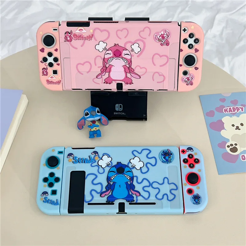 

Disney Stitch Hard Case Charging Dock Station Cover Protective Shell for Nintendo Switch Oled NS Console Crystal Protector Skin