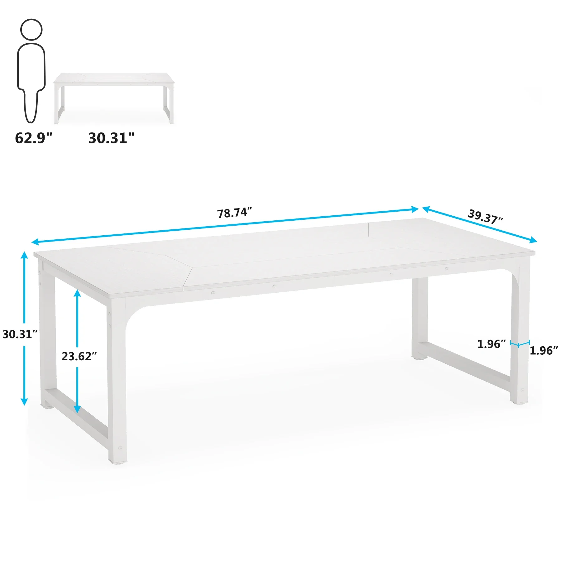 Tribesigns Modern Computer Desk, 78.7 x 39.4 inch X Large Executive Office Desk Computer Table Study Writing Desk Workstation