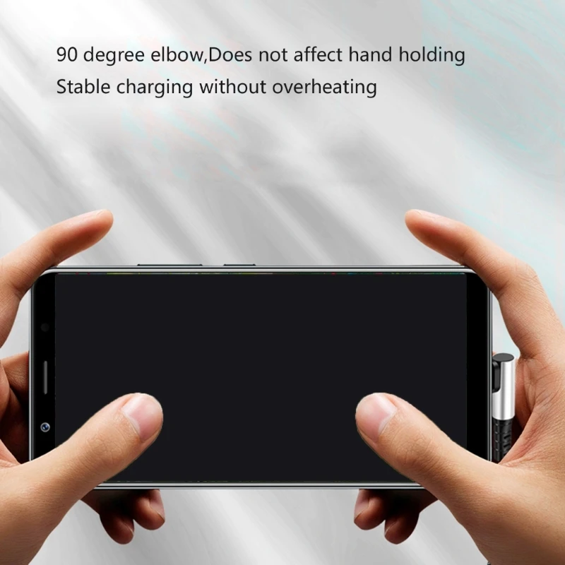 كابل بيانات شحن سريع مضفر من النايلون USB إلى النوع C 90 درجة مع نقل سريع 6A لأجهزة الألعاب