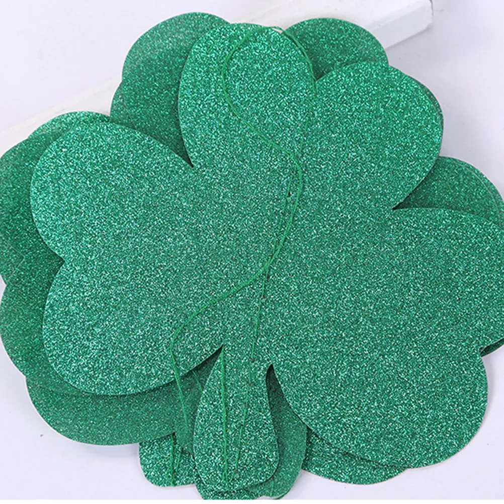 36pcs Clover Decorations Plastic Shamrock Festival Party Pendant Layout Decors Indoor Outdoor Photo Props