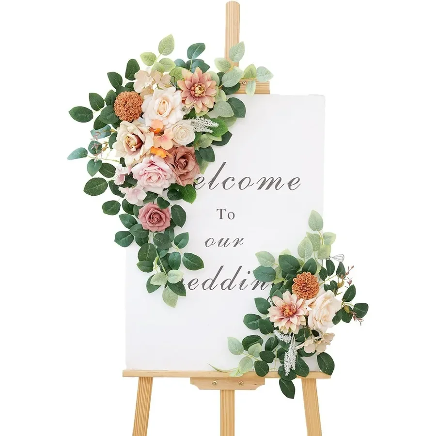 

Набор из 2 искусственных цветов для украшения фона, свадебная арка, цветы для приема, приветственный знак, эвкалиптовая гирлянда, подходит для A