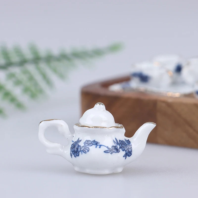 Juego de vajilla en miniatura para casa de muñecas, vajilla de porcelana con diseño de flores, juego de té y taza, gran oferta, 1 Juego