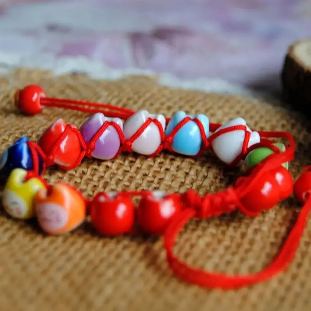 Chinese Style Ceramic Maneki Neko Bracelet Handmade Polymer Clay Cat Bead Bracelet Lucky Cat Jewelry Accessories