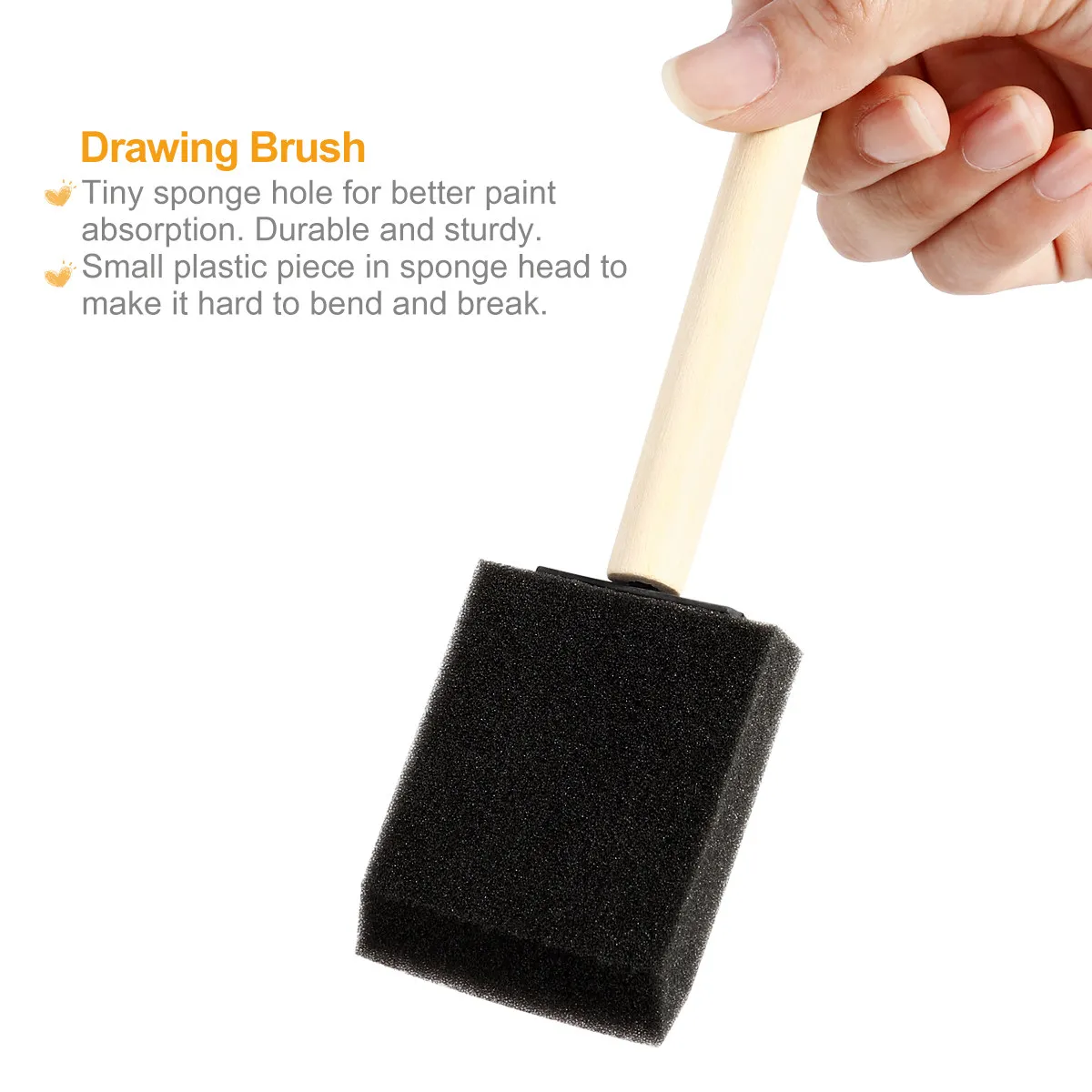 10Pcs Drawing Sponge Brushes Hardwood Handle Paint Sponge Brush Set for Doodle Art Oil Stain Varnish Enamel Crafts