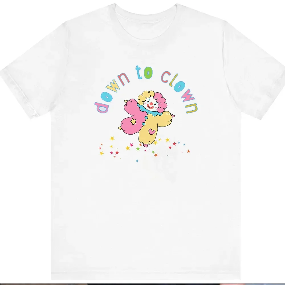 Down To Clown Weirdcore Women Clothes Clowncore Clothing Emo Shirt Unhinged Shirts Circus Pastel Goth Alt Gothic Tee Cotton Tops