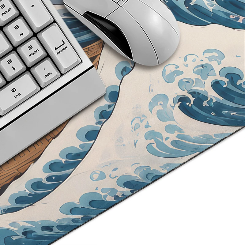 Mouse Pad Gaming Pink Sakura Japanese Ocean Waves printon demand HD Mousepad XXL Desk Mats Soft Office Natural Rubber Mouse Mats