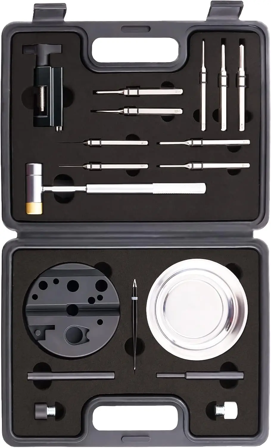 

Набор из 18 пресс-клещей для выколотки пальцевых штифтов со стальным пробойником, молотком и пресс-блоком для обслуживания