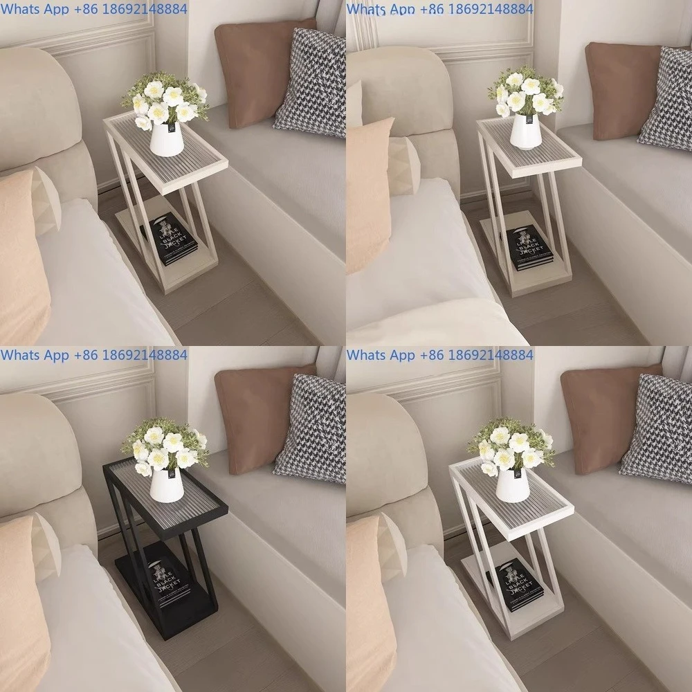 

Luxury Sofa Coffee Table Side Table with Glass Narrow Bedside Cabinet Multilayer Simple End Table for Small Living Room