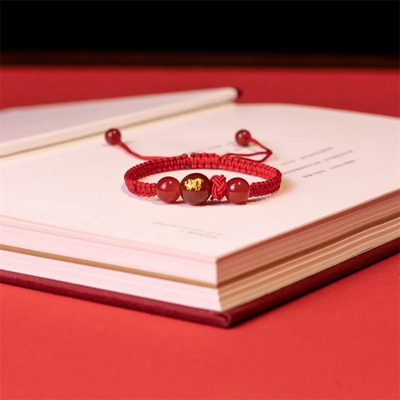 2026 Year of the Horse Chinese Zodiac Handwoven Red String Bracelet for Birth Year Rabbit/Rat/Rooster/Dragon/Tiger