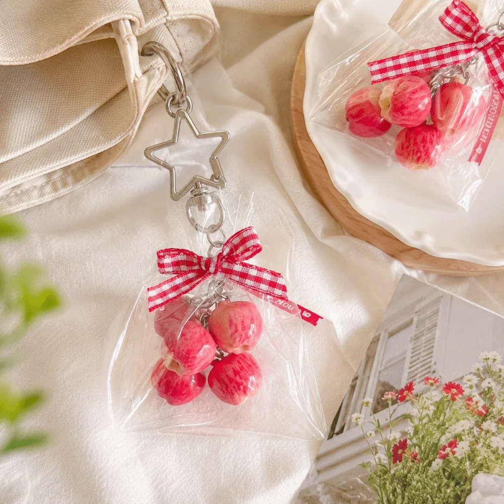 3D Molded Design Fruit Pendant Keychain Lightweight Material Delicate Shape Details Mini Fruit Keychain Vivid Shape Compact Size