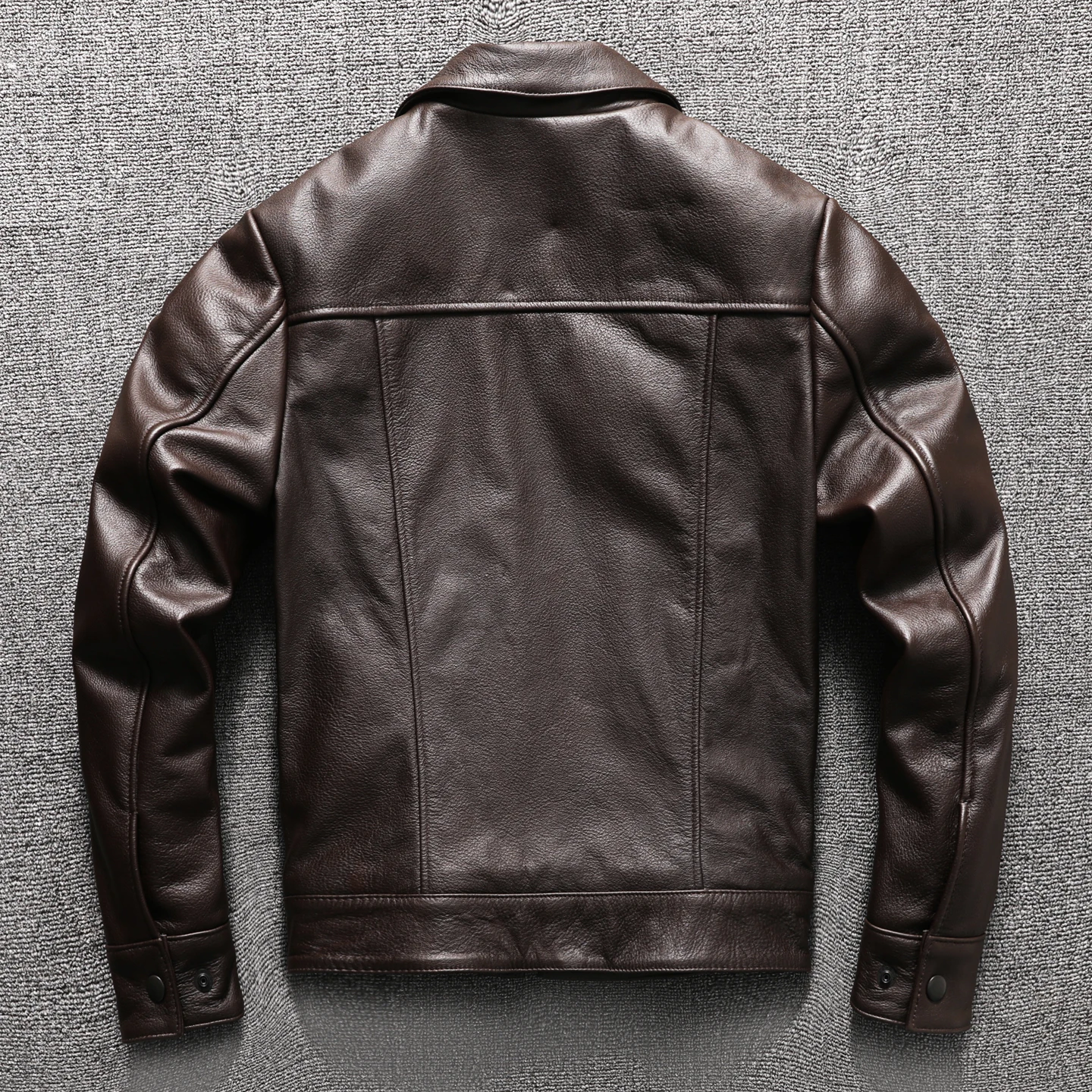 2025 dunkelbraune Herbst-Lederjacke für Herren, intelligenter lässiger Stil, Übergröße 5XL, echtes natürliches Rindsleder, Umlegekragen-Mantel