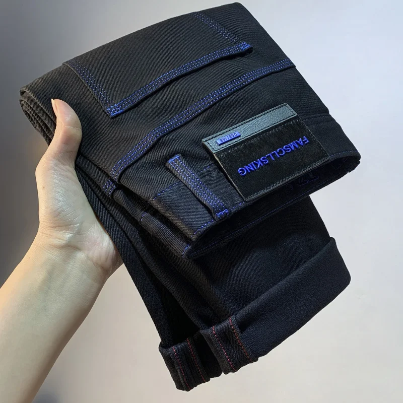 

Black small leg jeans men 2026 new spring casual fashion light luxury high-end stretch men's pants