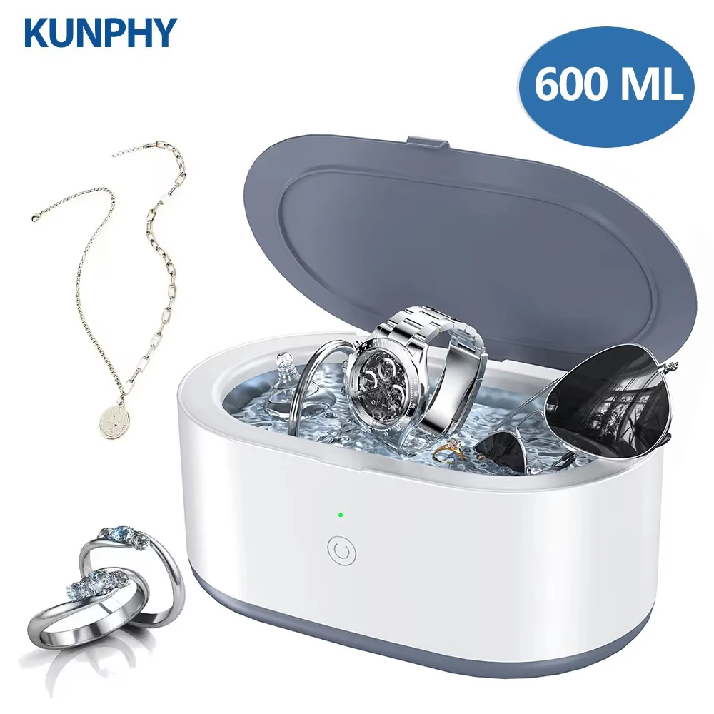 

Ultrasonic Cleaner 600ML Professional Sonic Cleaner Denture Cleaning Machine Timer for Jewelry Ring Watch Band Eyeglasses Razors