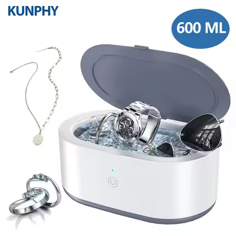 Ultrasonic Cleaner 600ML Professional Sonic Cleaner Denture Cleaning Machine Timer for Jewelry Ring Watch Band Eyeglasses Razors