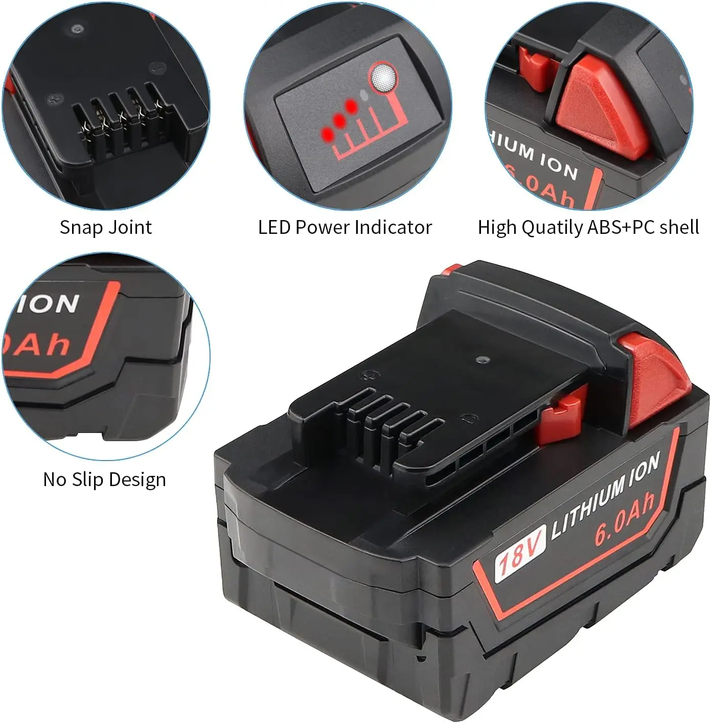 2Packs 18V 6.0Ah Replacement Battery Compatible with M18 Milwaukee 18V 48-11-1815 48-11-1820  Cordless Power Tools Battery