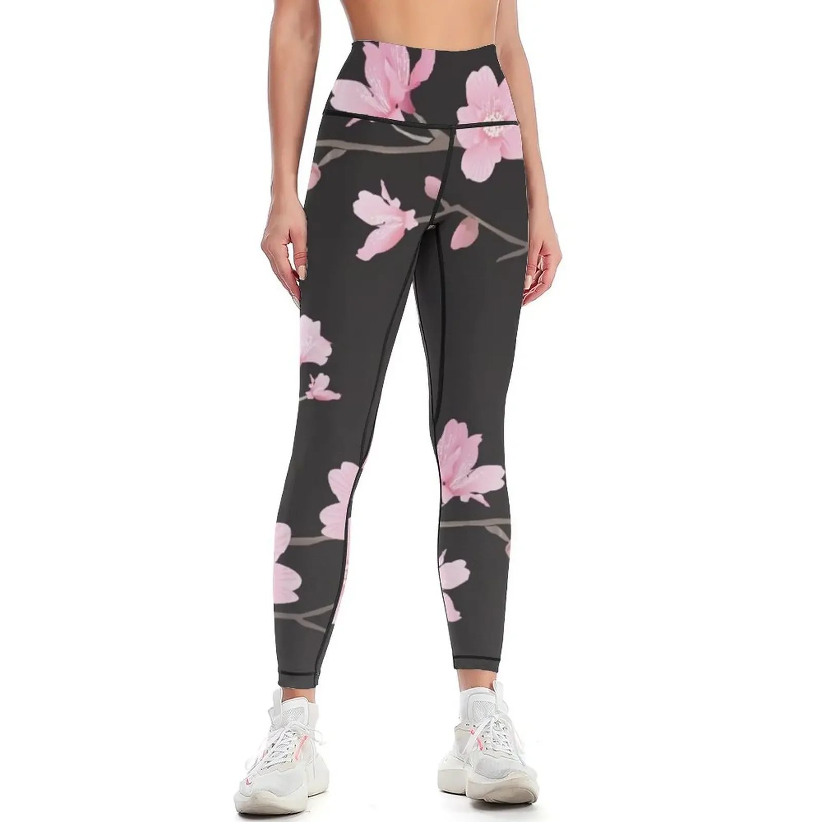 Cherry Blossom flower plant - Black Leggings sport pants active wear Golf wear Womens Leggings