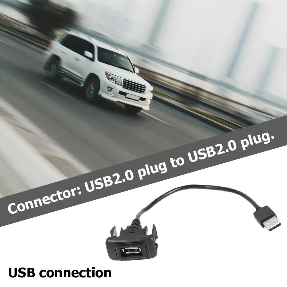 

Black Car Dash Flush Mount USB Port Panel Male to Female Extension Cable Adapter