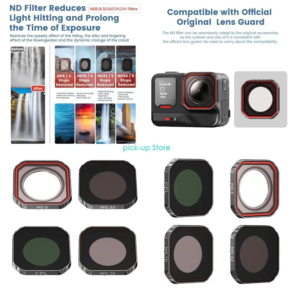 Q5WA All Weather Camera Lens Filtro Conjunto ND8 ND16 ND32 CPL para gravação vídeo ao ar livre