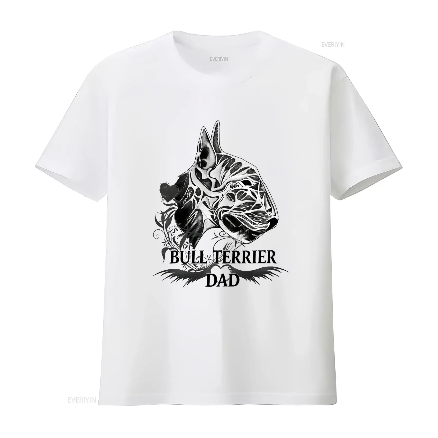 Koszulka Bull Terrier Tata Bawełniana dla Miłośników Psów vintage Washed Stretched Casual Versatile Slightly streetwear Unisex