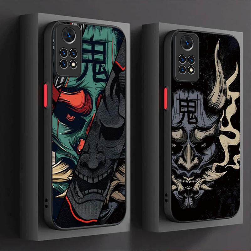 Japan Ghost Face Samurai Matte Phone Case For Xiaomi Redmi Note 13 12 11 Pro Plus 4G 5G 12S 11S 10 10S 9 9S 8 13C 12C 10C Cover