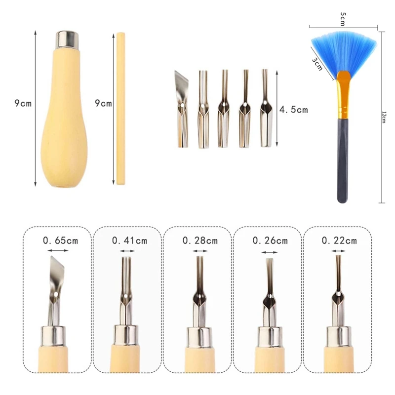 1 Sets Of Linocut Tool, With 5 Different Blades Head,Linoleum Blocks Rubber Carving Block For Rubber Stamps, DIY Carving